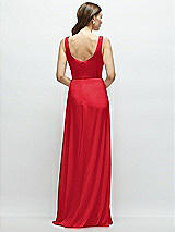 Rear View Thumbnail - Parisian Red Square Neck Chiffon Maxi Dress with Circle Skirt