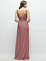 Rear View Thumbnail - Rosewood Square Neck Chiffon Maxi Dress with Circle Skirt