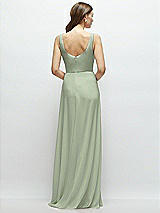 Rear View Thumbnail - Sage Square Neck Chiffon Maxi Dress with Circle Skirt