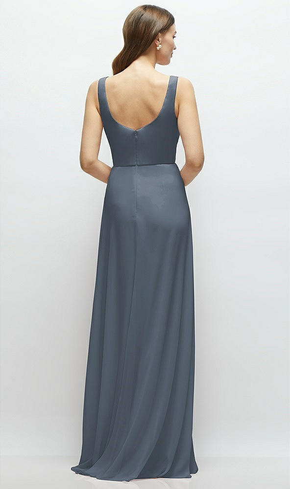 Back View - Silverstone Square Neck Chiffon Maxi Dress with Circle Skirt