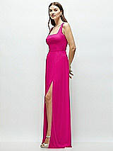 Side View Thumbnail - Think Pink Square Neck Chiffon Maxi Dress with Circle Skirt