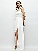 Side View Thumbnail - White Square Neck Chiffon Maxi Dress with Circle Skirt