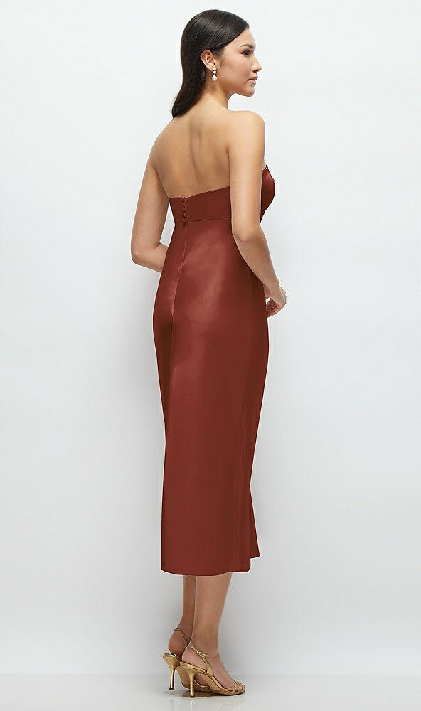 Back View - Auburn Moon Strapless Bow-Bandeau Cutout Satin Midi Slip Dress