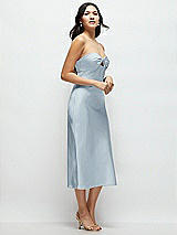 Side View Thumbnail - Mist Strapless Bow-Bandeau Cutout Satin Midi Slip Dress