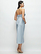 Rear View Thumbnail - Mist Strapless Bow-Bandeau Cutout Satin Midi Slip Dress