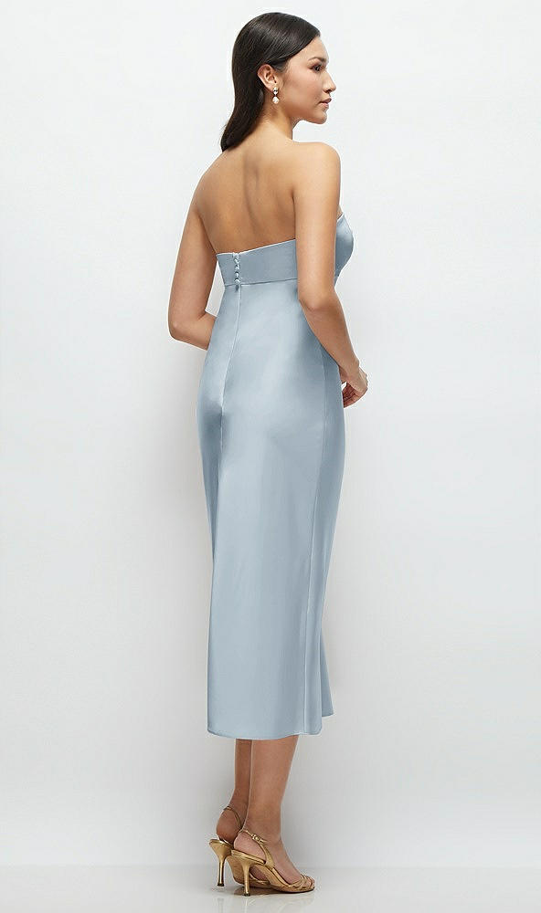 Back View - Mist Strapless Bow-Bandeau Cutout Satin Midi Slip Dress