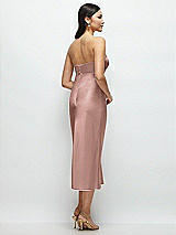 Rear View Thumbnail - Neu Nude Strapless Bow-Bandeau Cutout Satin Midi Slip Dress