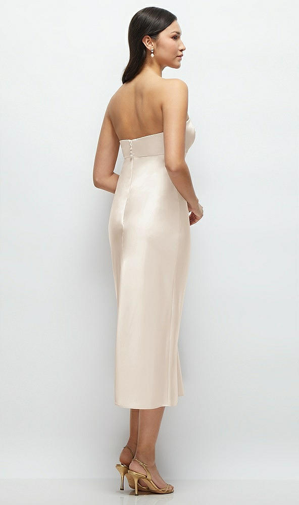 Back View - Oat Strapless Bow-Bandeau Cutout Satin Midi Slip Dress