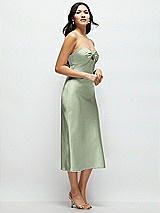 Side View Thumbnail - Sage Strapless Bow-Bandeau Cutout Satin Midi Slip Dress