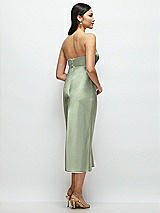 Rear View Thumbnail - Sage Strapless Bow-Bandeau Cutout Satin Midi Slip Dress