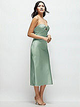 Side View Thumbnail - Seagrass Strapless Bow-Bandeau Cutout Satin Midi Slip Dress