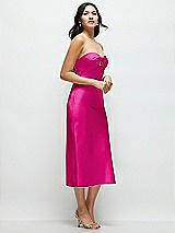 Side View Thumbnail - Think Pink Strapless Bow-Bandeau Cutout Satin Midi Slip Dress