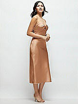 Side View Thumbnail - Toffee Strapless Bow-Bandeau Cutout Satin Midi Slip Dress