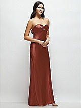 Side View Thumbnail - Auburn Moon Strapless Bow-Bandeau Cutout Satin Maxi Slip Dress