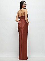 Rear View Thumbnail - Auburn Moon Strapless Bow-Bandeau Cutout Satin Maxi Slip Dress