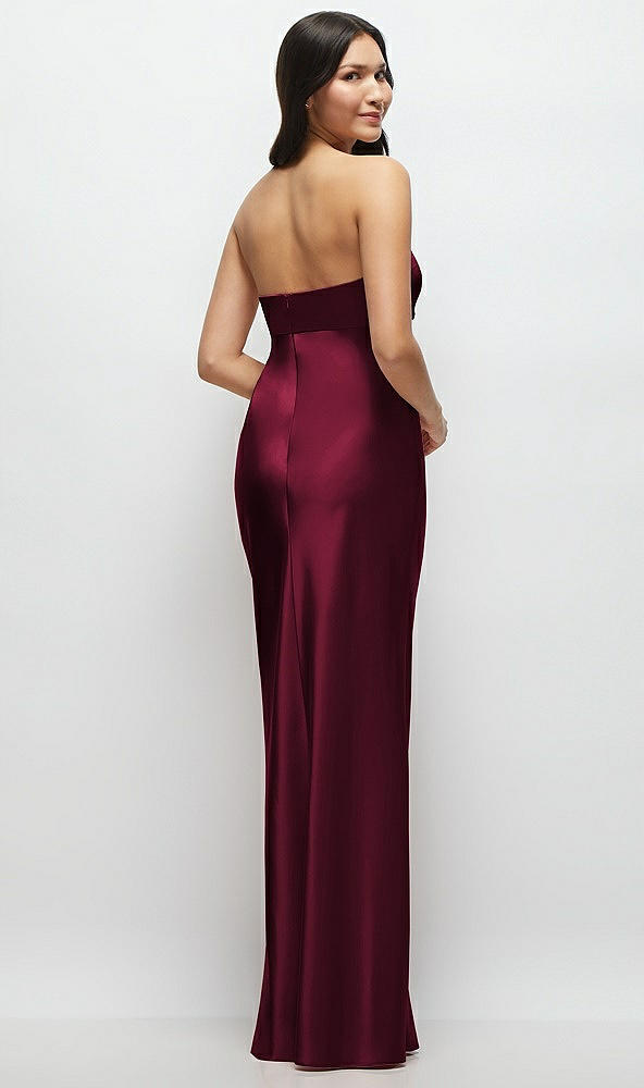 Back View - Cabernet Strapless Bow-Bandeau Cutout Satin Maxi Slip Dress