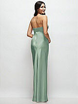 Rear View Thumbnail - Seagrass Strapless Bow-Bandeau Cutout Satin Maxi Slip Dress