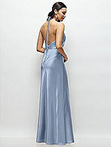 Rear View Thumbnail - Cloudy High Halter Tie-Strap Open-Back Satin Maxi Dress