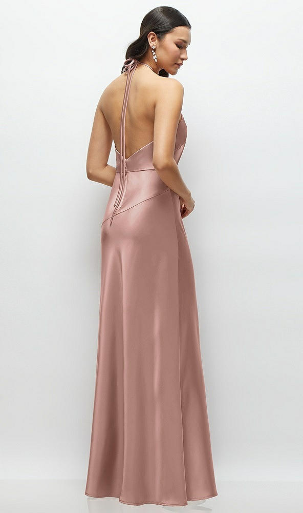 Back View - Neu Nude High Halter Tie-Strap Open-Back Satin Maxi Dress