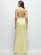 Rear View Thumbnail - Butter Yellow Cowl Halter Open-Back Satin Maxi Dress