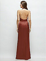 Rear View Thumbnail - Auburn Moon Cowl Halter Open-Back Satin Maxi Dress