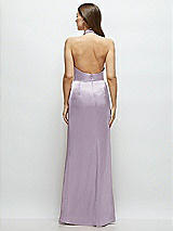 Rear View Thumbnail - Lilac Haze Cowl Halter Open-Back Satin Maxi Dress