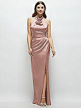 Front View Thumbnail - Neu Nude Cowl Halter Open-Back Satin Maxi Dress