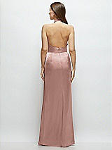 Rear View Thumbnail - Neu Nude Cowl Halter Open-Back Satin Maxi Dress