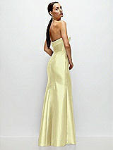 Side View Thumbnail - Butter Yellow Strapless Cuff Neckline Satin Trumpet Gown