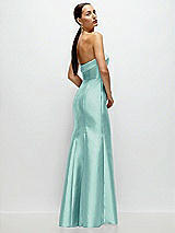 Side View Thumbnail - Coastal Strapless Cuff Neckline Satin Trumpet Gown