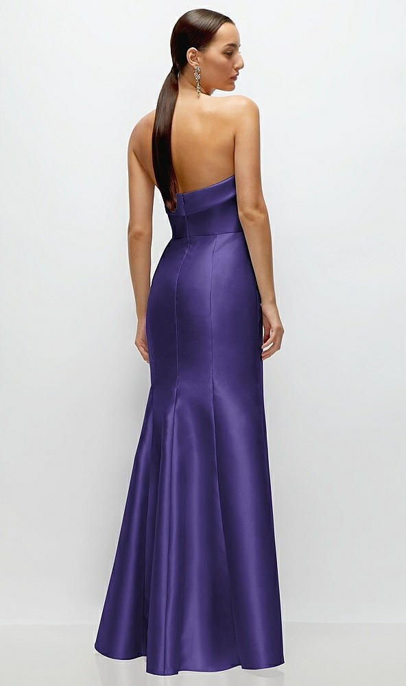 Back View - Grape Strapless Cuff Neckline Satin Trumpet Gown