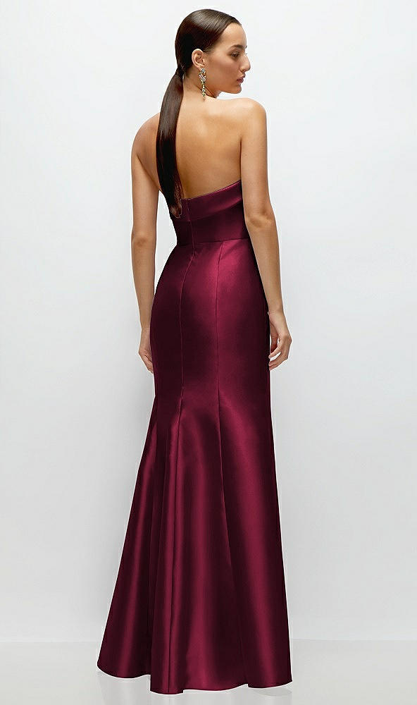 Back View - Cabernet Strapless Cuff Neckline Satin Trumpet Gown