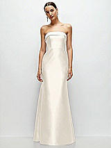 Front View Thumbnail - Ivory Strapless Cuff Neckline Satin Trumpet Gown