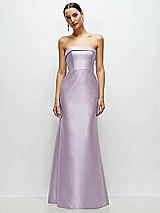 Front View Thumbnail - Lilac Haze Strapless Cuff Neckline Satin Trumpet Gown