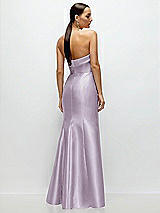 Rear View Thumbnail - Lilac Haze Strapless Cuff Neckline Satin Trumpet Gown