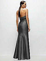 Rear View Thumbnail - Pewter Strapless Cuff Neckline Satin Trumpet Gown