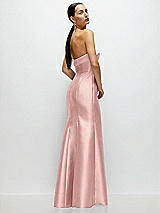 Side View Thumbnail - Rose - PANTONE Rose Quartz Strapless Cuff Neckline Satin Trumpet Gown