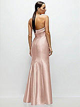 Rear View Thumbnail - Toasted Sugar Strapless Cuff Neckline Satin Trumpet Gown