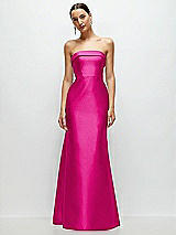 Front View Thumbnail - Think Pink Strapless Cuff Neckline Satin Trumpet Gown