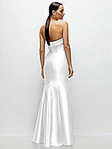 Rear View Thumbnail - White Strapless Cuff Neckline Satin Trumpet Gown