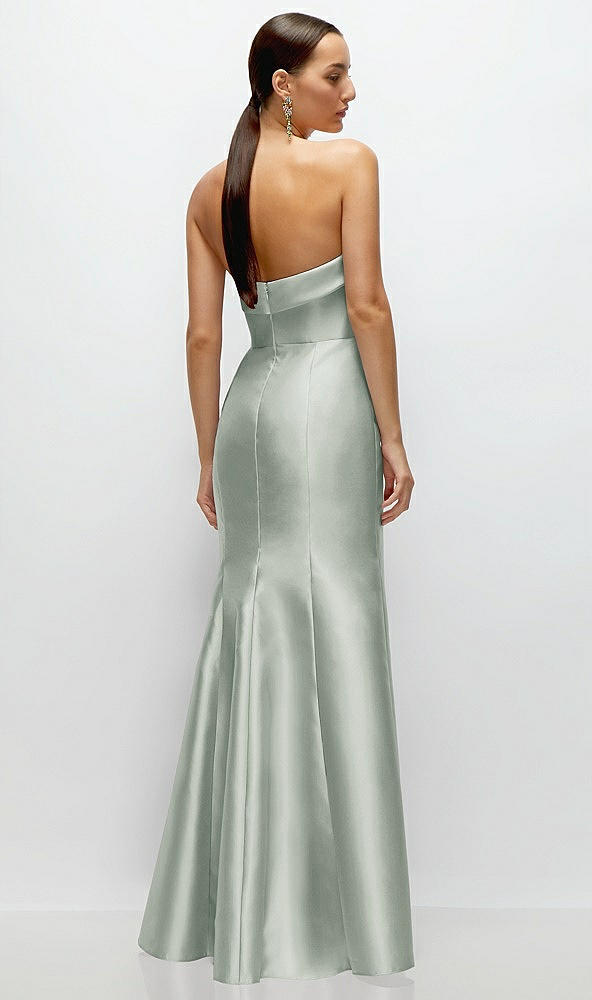 Back View - Willow Green Strapless Cuff Neckline Satin Trumpet Gown