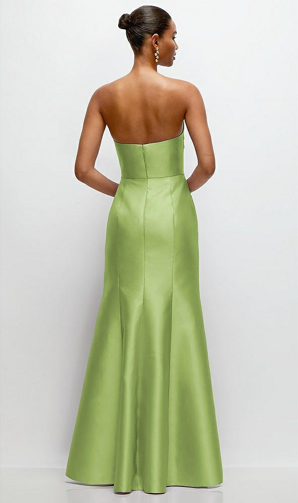 Back View - Mojito Strapless Cat-Eye Draped Bodice Satin Tumpet Dress