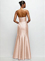 Rear View Thumbnail - Cameo Strapless Cat-Eye Draped Bodice Satin Tumpet Dress