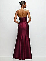 Rear View Thumbnail - Cabernet Strapless Cat-Eye Draped Bodice Satin Tumpet Dress