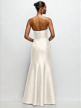 Rear View Thumbnail - Ivory Strapless Cat-Eye Draped Bodice Satin Tumpet Dress