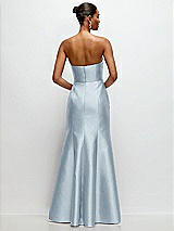 Rear View Thumbnail - Mist Strapless Cat-Eye Draped Bodice Satin Tumpet Dress