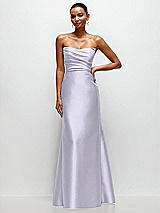 Front View Thumbnail - Silver Dove Strapless Cat-Eye Draped Bodice Satin Tumpet Dress