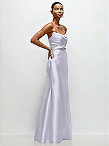 Side View Thumbnail - Silver Dove Strapless Cat-Eye Draped Bodice Satin Tumpet Dress