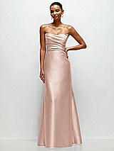 Front View Thumbnail - Toasted Sugar Strapless Cat-Eye Draped Bodice Satin Tumpet Dress