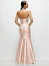 Rear View Thumbnail - Cameo High-Neck Halter Open-Back Satin Trumpet Dress 